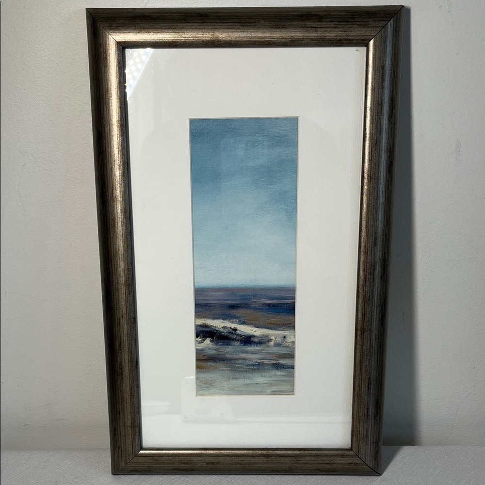Framed Ocean Art Print. Beach. Blue. 10 x 16”